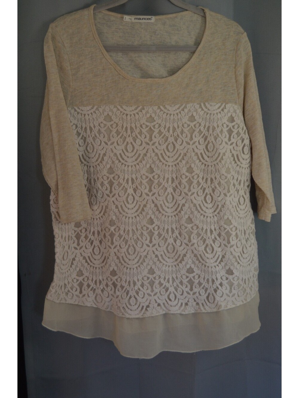 Maurices cream lace front blouse size 2